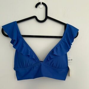 🎉 Aerie Blue Ruffled Bikini Top
